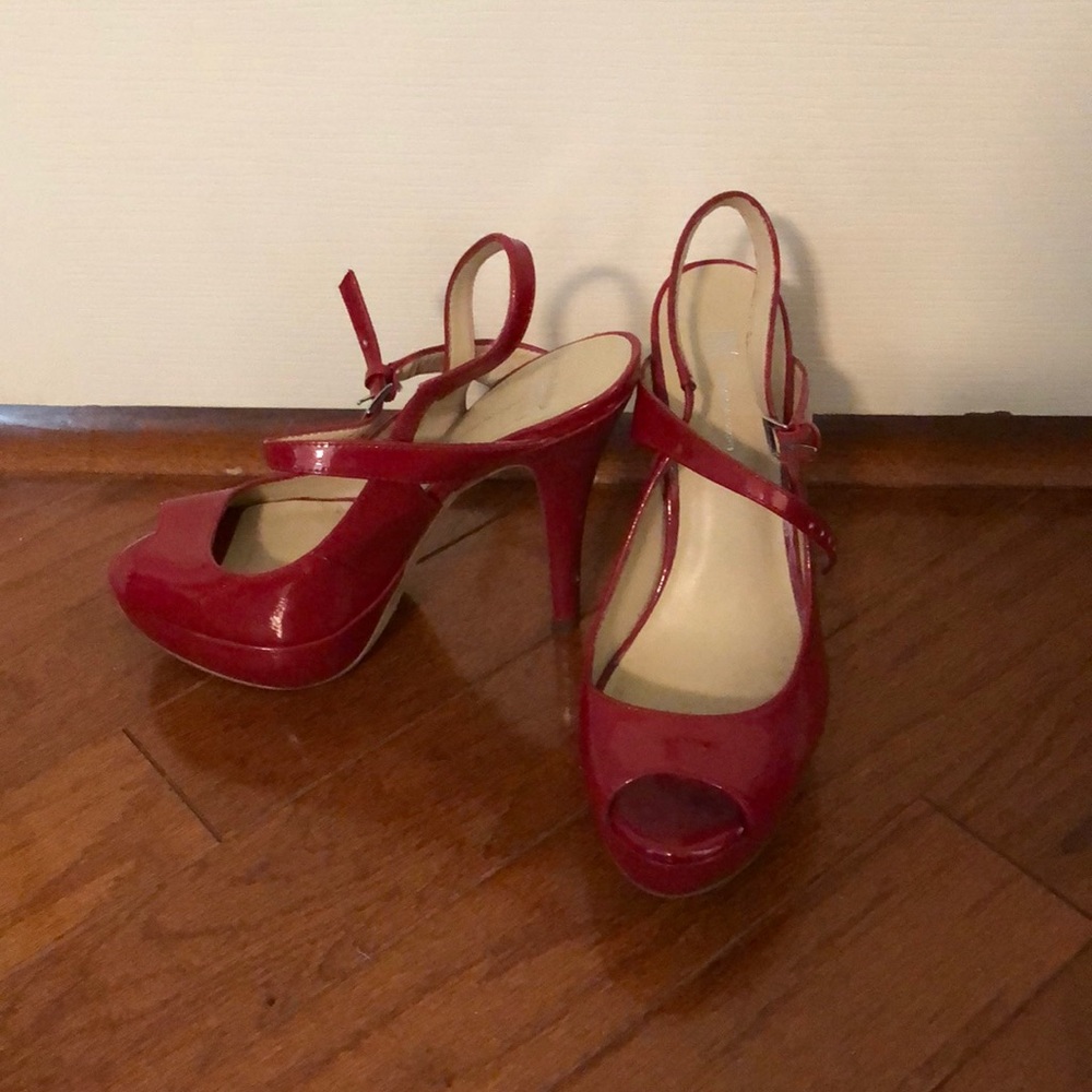 Red strappy heels